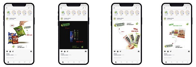 Instagram 9-tile curated grid layout mockup